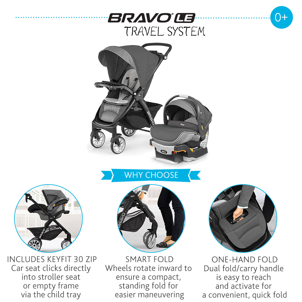 Chicco Bravo Le Travel System Stroller + Car Seat