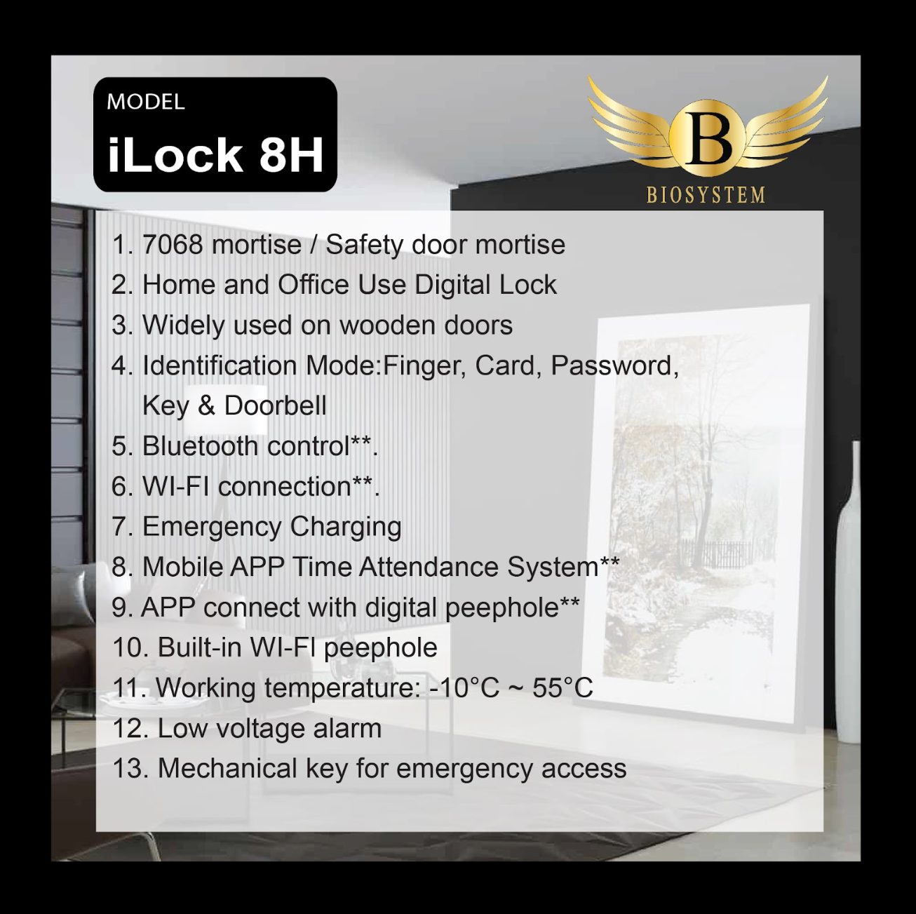 Biosystem iLock 8 series Digital Door Lock-Smart-Living