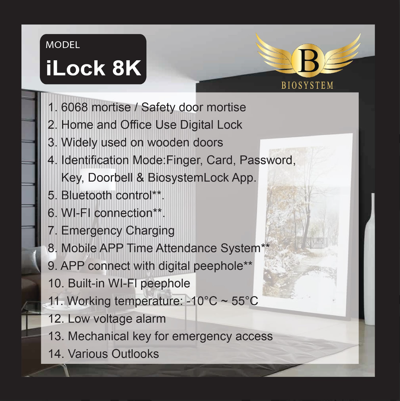 Biosystem iLock 8 series Digital Door Lock-Smart-Living